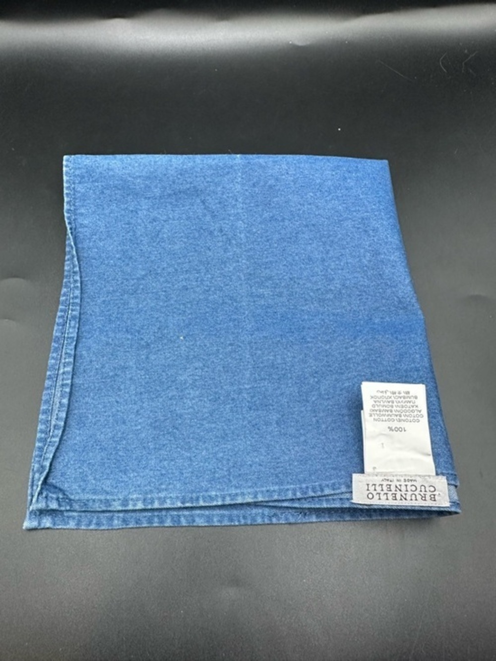Brunello Cucinelli Blue Chambray Pocket Square